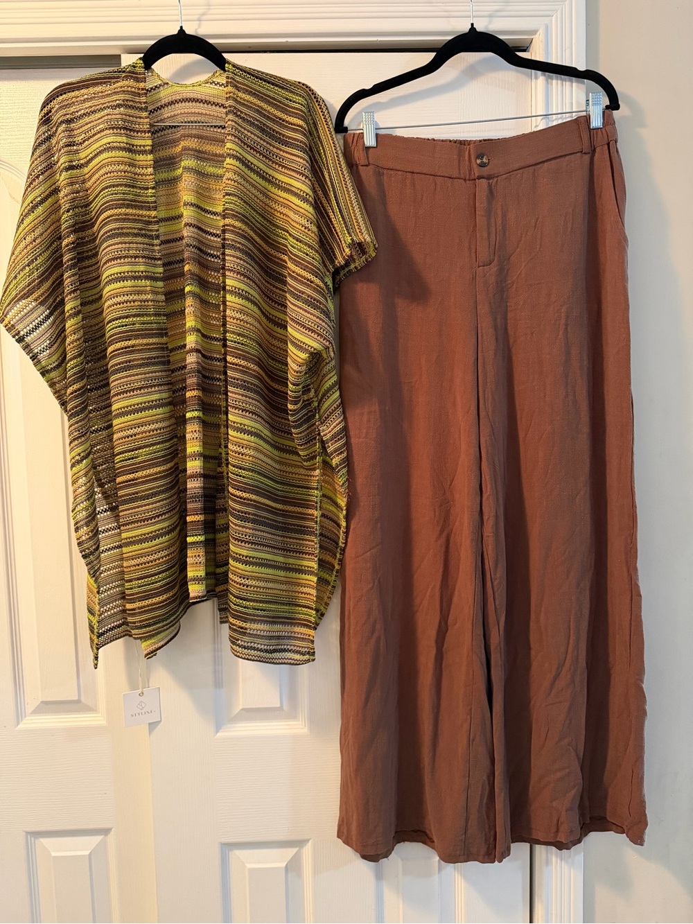 Curated Bundle Wide-Leg Linen Blend Pants in Rust - Women's Pants & Jumpsuits